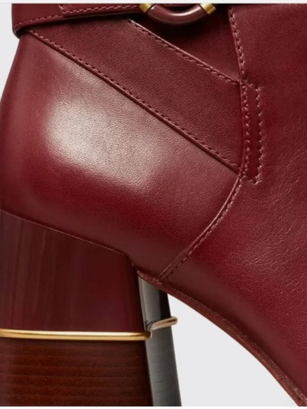 Brand new TORY BURCH sz 9.5 multi logo buckle boots claret 143326